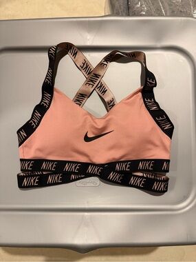 Nike Pink Logo Crossback Sports Bra with Branded Straps
